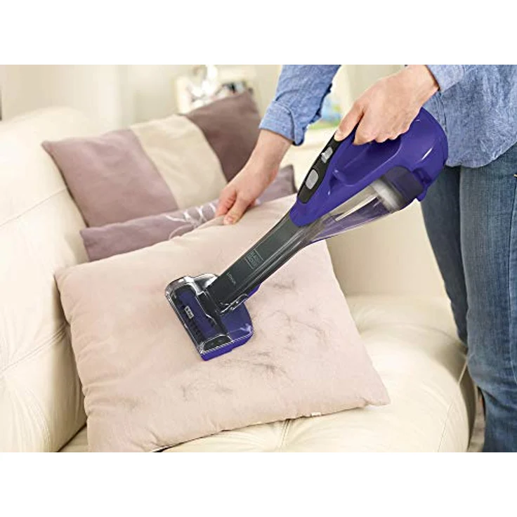 Black+Decker DVA325JP07-QW DVA325JP07 Akku-Handstaubsauger Dustbuster (10,8V-2,5 Ah, mit Turbo-Tierhaarbürste, breiter Saugöffnung, 2-stufiges Filtersystem, inkl. Ladekabel + Wandhalterung), lila-grau – Bild 4