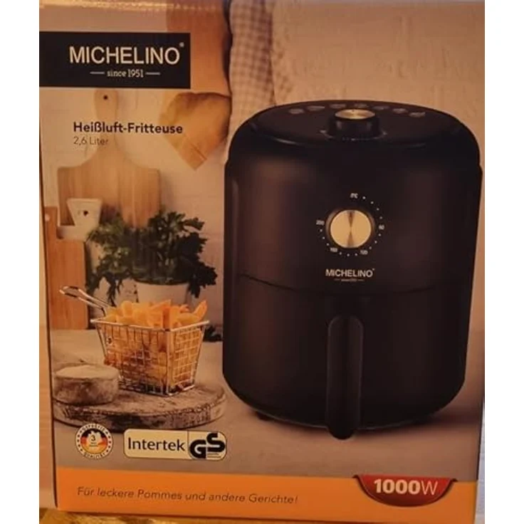 Michelino Heißluftfritteuse MICHELINO Effiziente Heißluftfritteuse 2,6 Liter 1000W, Antihaftbeschichtung, Drehknopfsteuerung – Bild 4