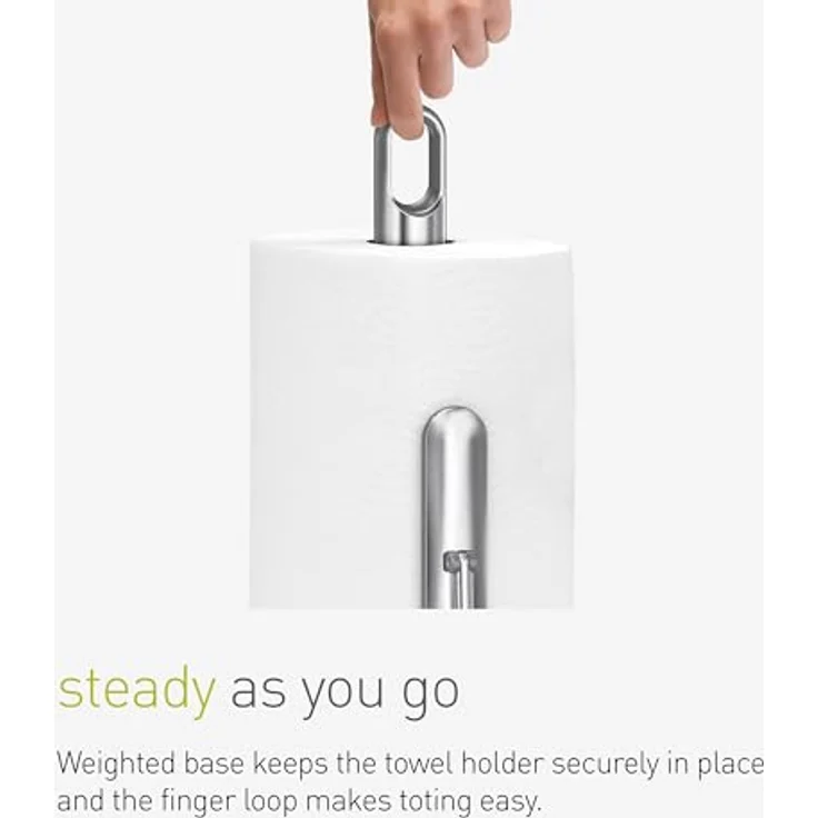 simplehuman Küchenrollenhalter Spannarm, gebürsteter Edelstahl, stabiler Fuß für einehandbedienung – Bild 5