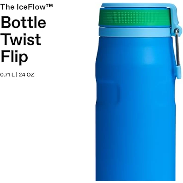 Stanley IceFlowBottle Twist Flip 0.71L, doppelwandige Vakuumisolierung, hält 4 Tage eisgekühlt, spülmaschinenfest, recycelter Edelstahl, BPA-frei, Azure – Bild 3