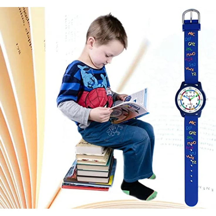 Pacific Time Kinder Armbanduhr Lernuhr ABC in 3D Silikonarmband blau Analog Quarz 20650 – Bild 5