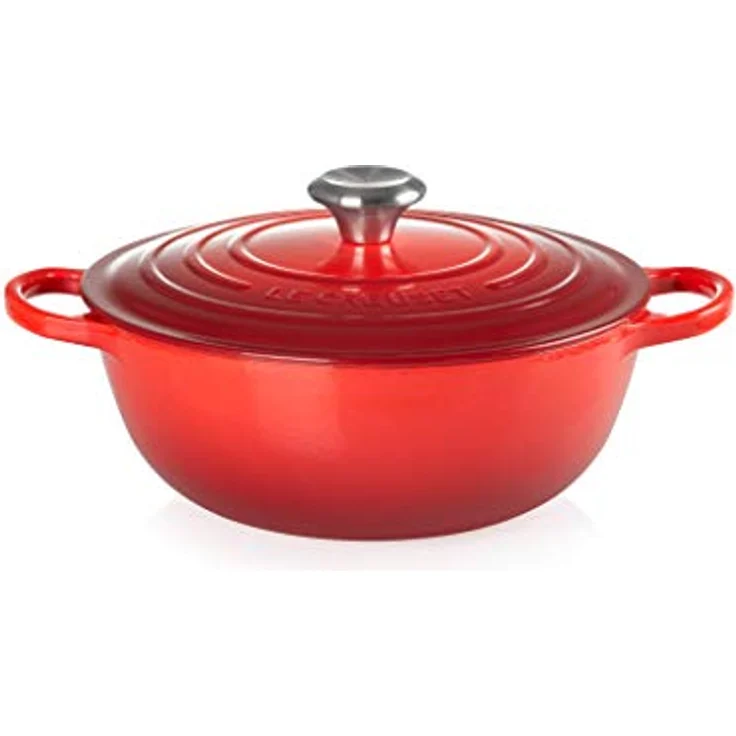 Le Creuset Signature Gusseisen-Bräter mit Deckel, Ø 26 cm, La Marmite, Rund, Für alle Herdarten und Induktion geeignet, Volumen: 4,1 l, Kirschrot – Bild 2