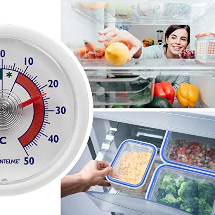 Lantelme 5 Stück Kühlschrankthermometer Set selbstklebend Kühl Gefrierschrank Thermometer analog weiß – Bild 2