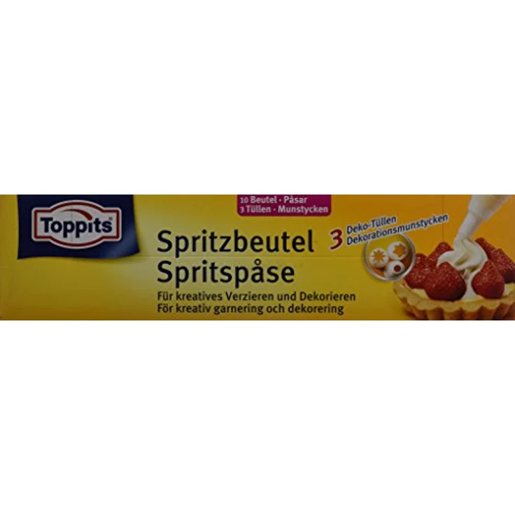 Toppits Spritzbeutel mit 3 Deko-Tüllen Weiß, 10 Stück – Bild 1