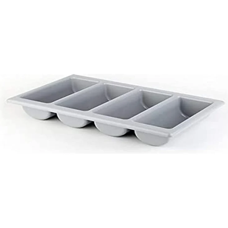 APS GN 1/1 Besteckbehälter, Besteckaufbewahrung, Besteckkasten aus Kunststoff, vier Kammern, 32,5 x 53 cm, Höhe 10 cm, grau – Bild 1