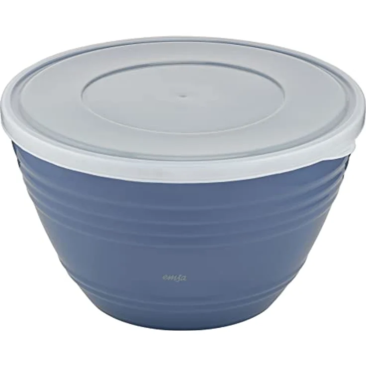 Emsa K32541 Prep&Bake Kunststoff-Rührschüssel 4,15 L | mit konservierendem Deckel für die Aufbewahrung im Kühlschrank | rutschfester Boden | perfekte Stabilität beim Mischen | spülmaschinenfest | Blau – Bild 1