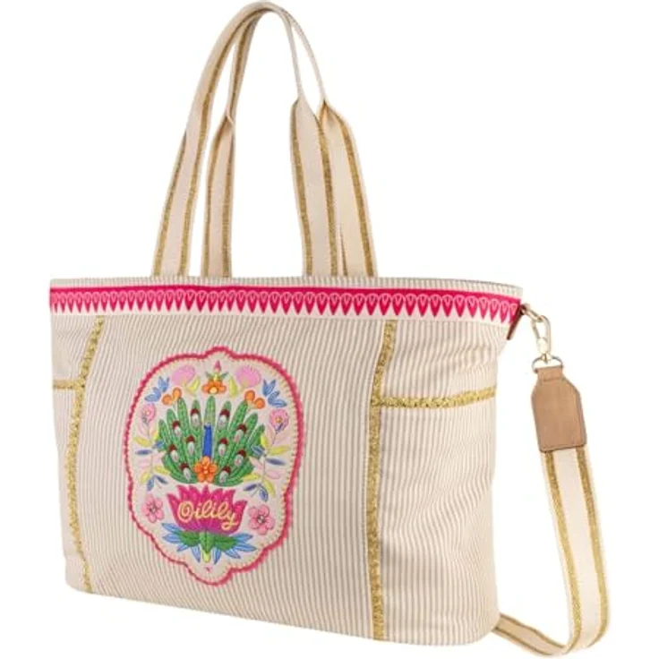 Oilily Pankti Shopper Tasche, beige, 42 cm x 14 cm x 32 cm, 100% Polyester – Bild 2