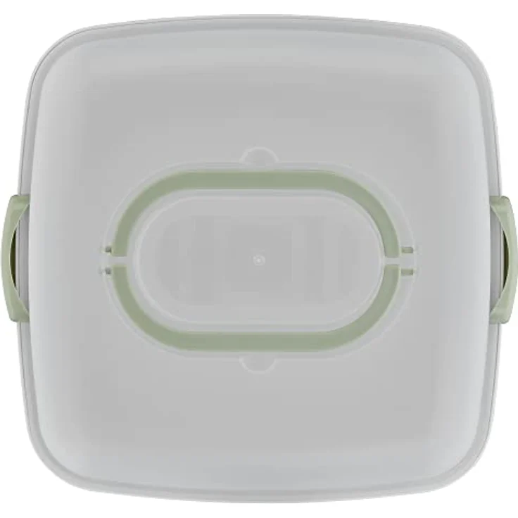 Emsa Prep&Bake Kuchenaufbewahrungsbox, Rechteckig, 37 x 33 cm, Tragegriff, Schneidevorrichtung, Transparent & Grün, K3267034 – Bild 2