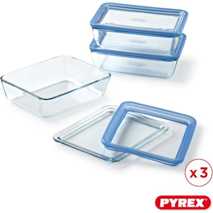 Pyrex Pure Glass Collection, Lebensmittelbehälter aus Borosilikatglas, 1,5 l, 3er-Set, spülmaschinengeeignet, für Backofen und Mikrowelle, hermetischer Verschluss – Bild 2