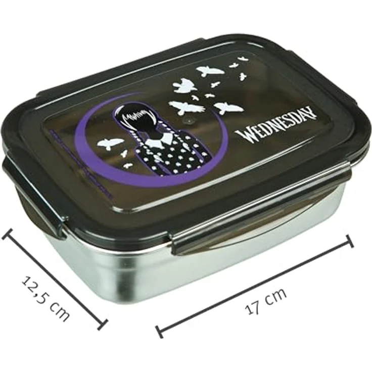 Undercover Wednesday Brotdose, Edelstahl Lunchbox mit Gummidichtung, 550 ml, für Schule und Brotzeit, kompakte Maße 17,5 x 13 x 6 cm – Bild 2