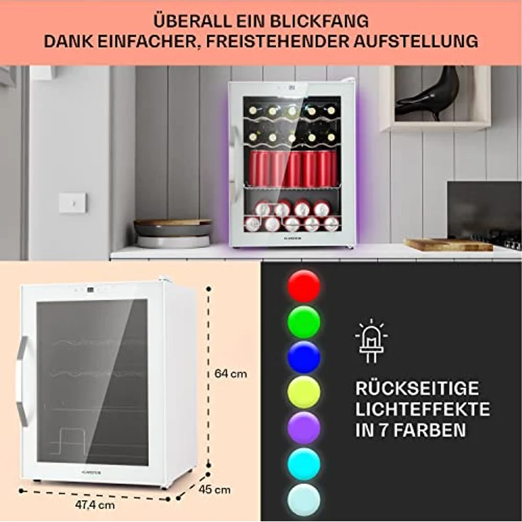 Klarstein Kühlschrank HEA-Coachella 60-wh - 60 Liter, WiFi-Funktion, Balanced Light Concept, Glastür
 – Bild 7