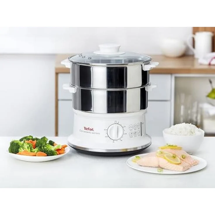 Tefal VC1451 Convenient Series Dampfgarer Volumen: 6l, Timer, 2 Behälter, Wasserstandsanzeige weiß-edelstahl – Bild 2