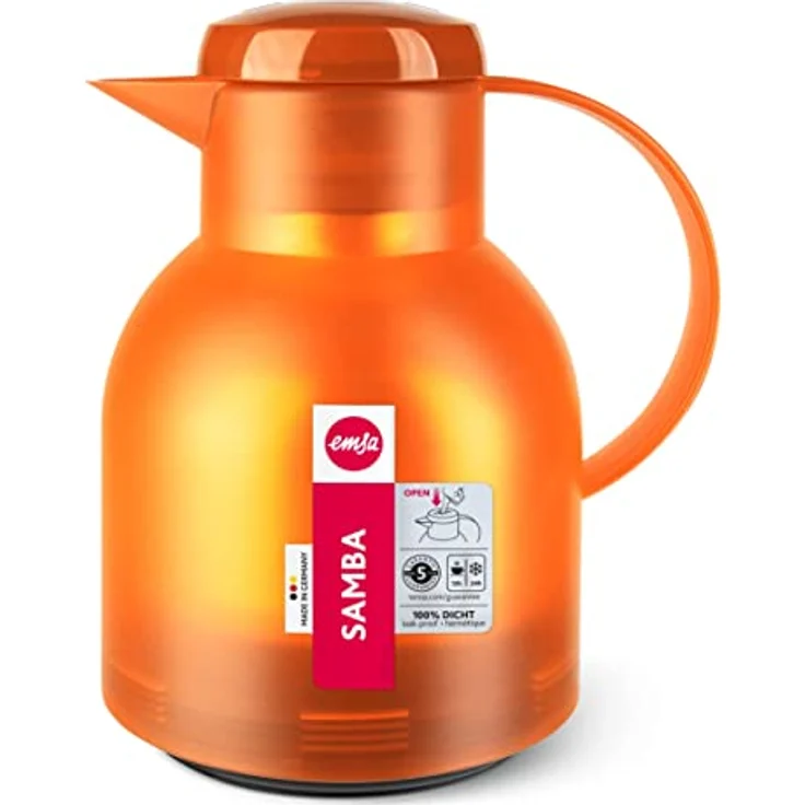 Emsa 504234 Samba Isolierkanne (1 Liter, Schraubverschluss, 12h heiß, 24h kalt) orange – Bild 3