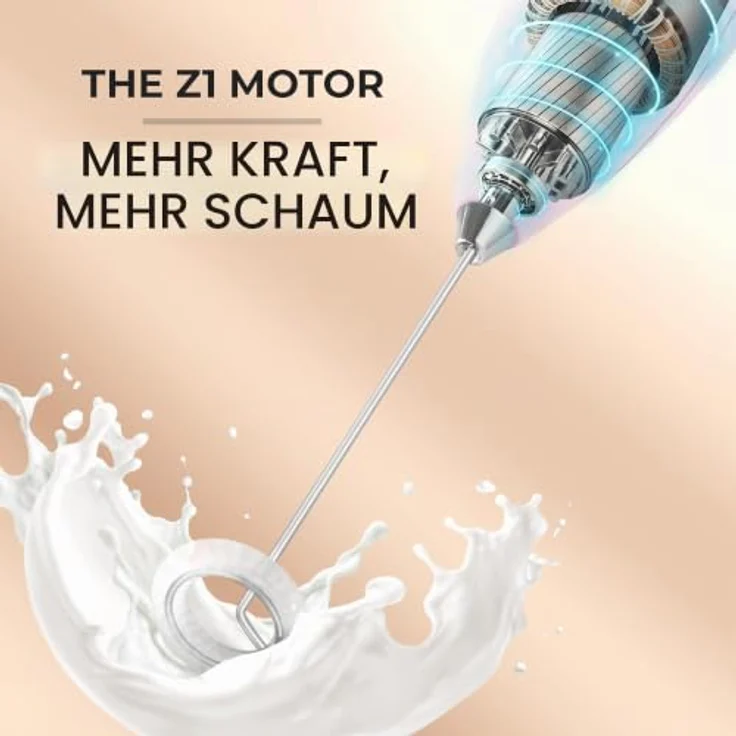 Zulay Kitchen Elektrischer Milchaufschäumer Stab, kompakt und effizient, für Latte, Cappuccino und Shakes - Weiß – Bild 3
