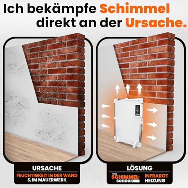 Tonis SCHIMMELSCHOCK Anti-Schimmelheizung zur Schimmelbekämpfung | Trocknet kalte, feuchte Wände & behebt Ursache ohne Chemie | Thermostat, Timer & Überhitzungsschutz – Bild 3