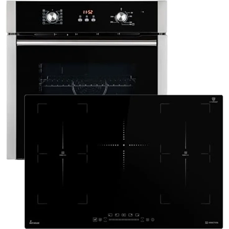 KKT KOLBE Herdset: 60cm Einbaubackofen BO8805SS + 77cm Induktionskochfeld IH87705FZ, Heißluft, Automatik-Timer, 5 Kochzonen, Kindersicherung, Knebelbedienung, Energieeffizienzklasse A