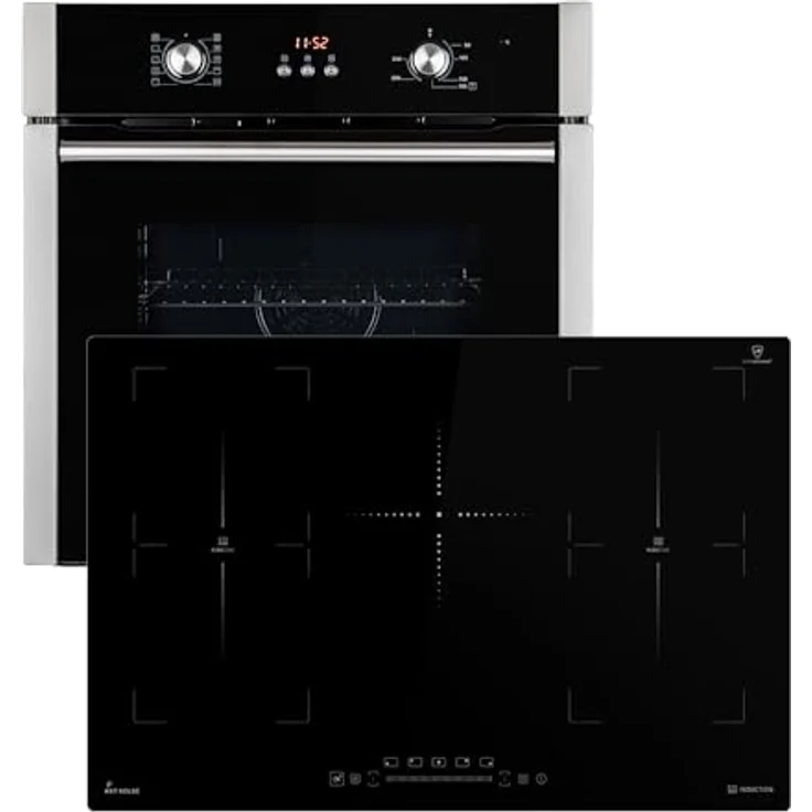 KKT KOLBE Herdset: 60cm Einbaubackofen BO8805SS + 77cm Induktionskochfeld IH87705FZ, Heißluft, Automatik-Timer, 5 Kochzonen, Kindersicherung, Knebelbedienung, Energieeffizienzklasse A – Bild 1