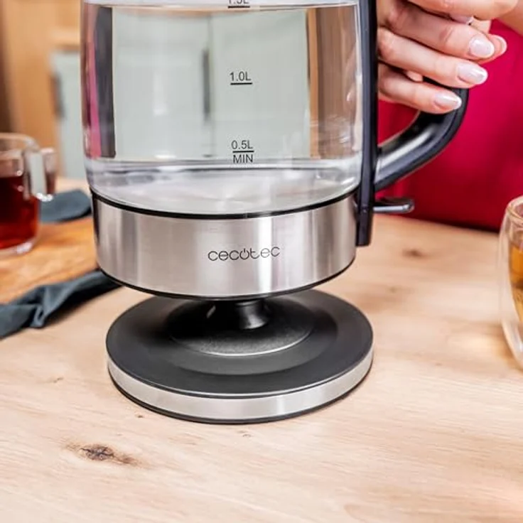 Cecotec ThermoSense 340 Clear, Elektrischer Wasserkocher 1,7 L mit Borosilikatglas-Gehäuse, 2200W, 360º drehbare Basis, Sicherheitssystem und Leuchtanzeige – Bild 5