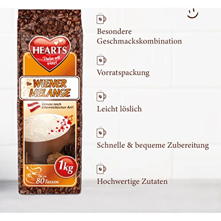 Hearts Cappuccino Wiener Melange 1kg – Bild 3
