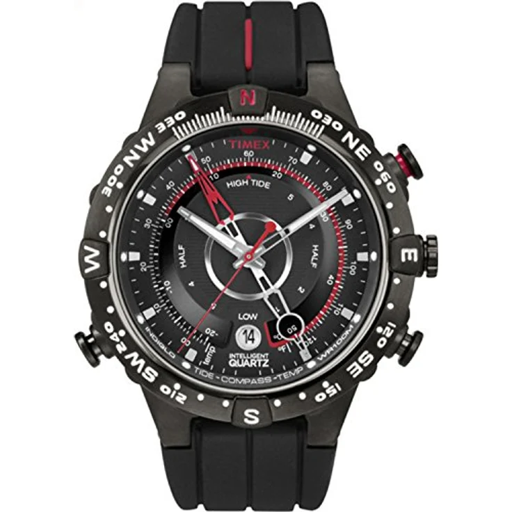 Timex Quarzuhr TIDE/TEMP/COMPASS, Armbanduhr, Herrenuhr, Datum, Leuchtzeiger, Mineralglas, analog, schwarz – Bild 2