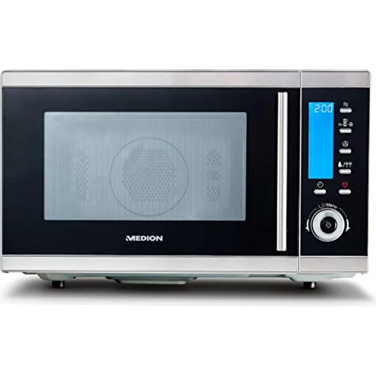 MEDION MD 15501 4 in 1 Mikrowelle mit Grill (25 Liter, 900 Watt, 1100 Watt Grill, 2500 Watt Heißluft, 10 Automatik-Programme) silber – Bild 1