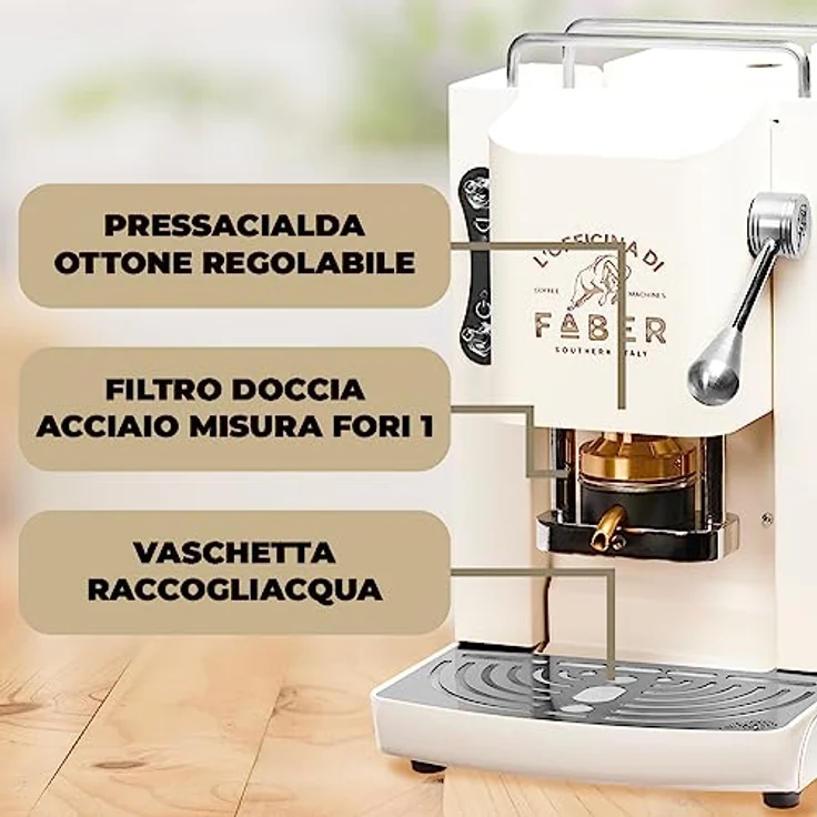Faber Coffee Machines Espressomaschine Pro Deluxe ESE Pad 44 mm, einfache Reinigung, Tassenwärmer, schnelles Aufheizen, Chrom-Finish – Bild 3