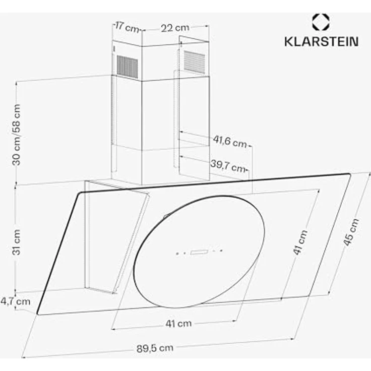 Klarstein Total Eclipse Dunstabzugshaube - 90 cm Kopffreihaube, 600 m³/h, Touch-Steuerung, Energieeffizienz A, LED-Beleuchtung 3000 K-6500 K, Schwarz, Abluft & Umluft – Bild 7