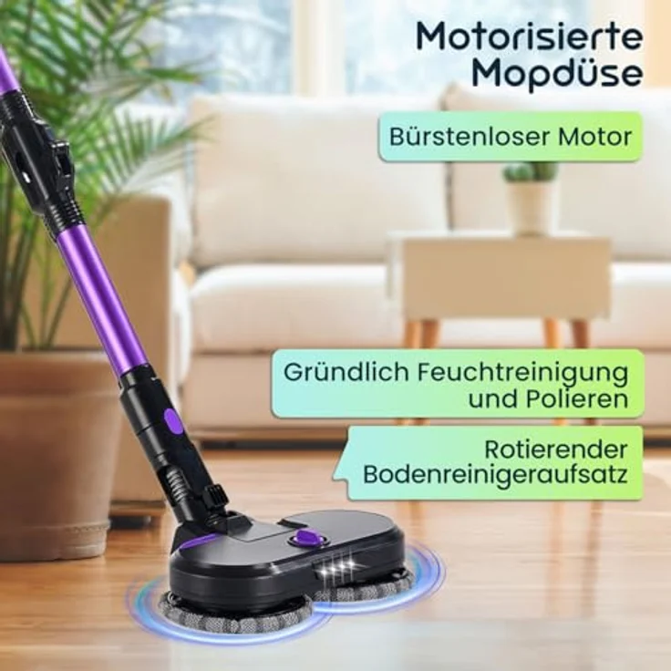 Casativo Multifunktionaler 2in1 Akku Staubsauger - Zyklon-Hand- & Bodensauger mit Wischaufsatz, 23 kPa Saugkraft, HEPA-Filter, beutellos, für allergikerfreundliche Reinigung – Bild 8