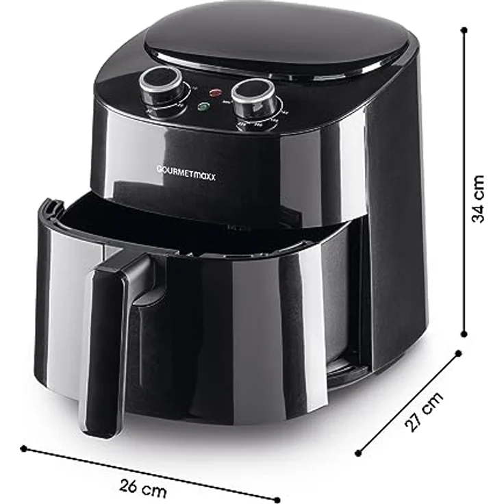 GOURMETmaxx Heißluftfritteuse 4,5L | Airfryer mit 8 Programmen, ideal zum besonders fettarmen Garen, Grillen oder Backen ohne Öl | Mit LCD-Display, Timer- & Stay-On-Funktion | 1400W [Schwarz] – Bild 5