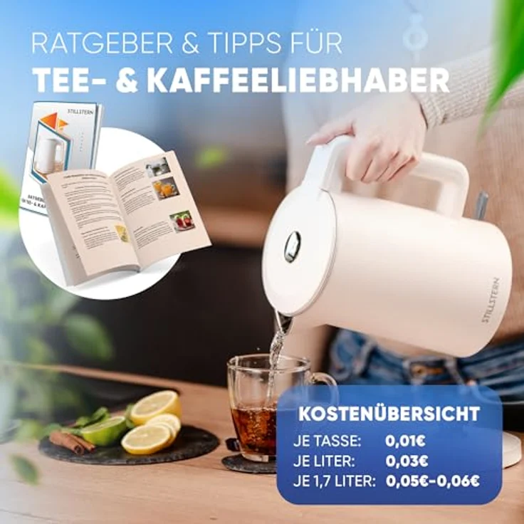 Stillstern Wasserkocher Turbo-Heat "Clarity", 1,7L, 2200W, doppelwandig, Anti-Fingerprint, leise – Bild 2