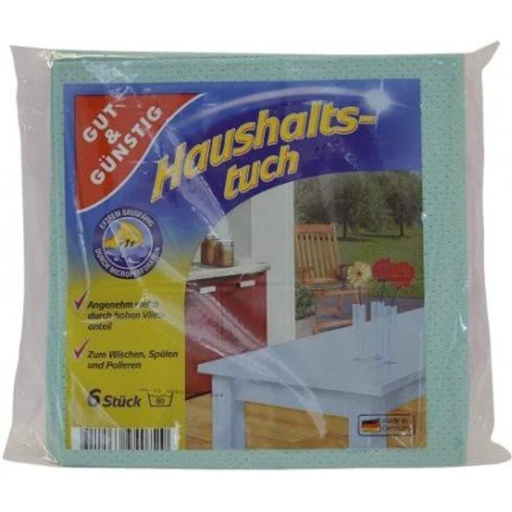 GUT & GÜNSTIG 845834000 Haushaltstuch - 6 Stück, Größe 37 x 38 cm - Weiß – Bild 1