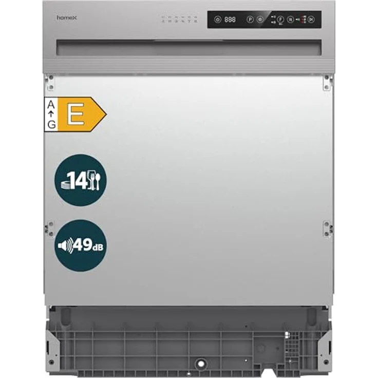 homeX DWSI601449E Geschirrspüler 60 cm, teilintegrierbar, 14 Maßgedecke, 6 Programme, leise mit 49 dB, Energieeffizienzklasse E – Bild 1