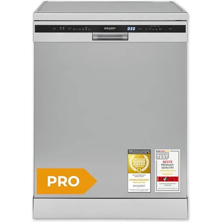 Exquisit GSP56314-030C PRO Geschirrspüler, 60 cm, unterbaufähig, 14 Maßgedecke, EEK C, automatische Türöffnung, 11 Liter, silber – Bild 1