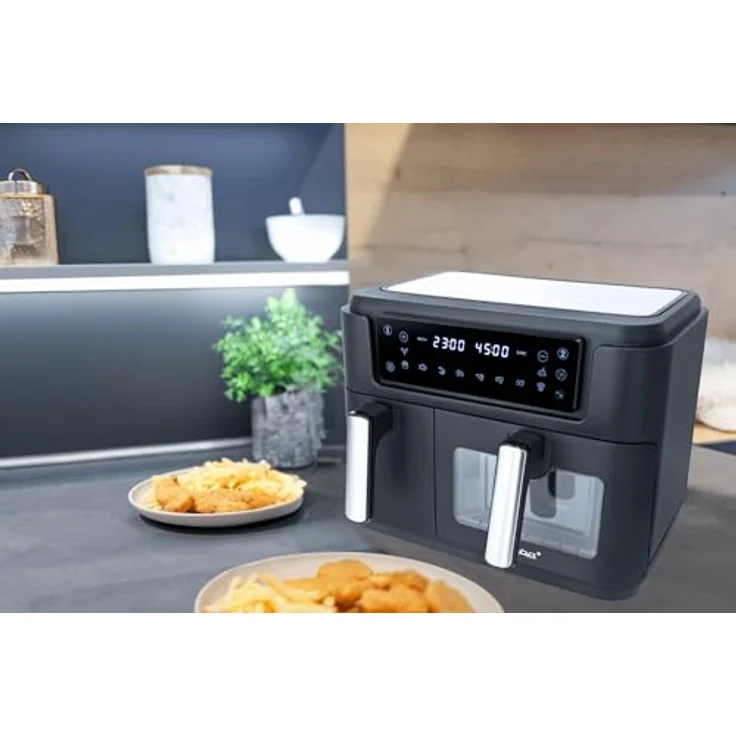 Steba Doppel-Heißluftfritteuse HF 9500, DUO-Kochzone mit 9,5 l Volumen, 10 Automatikprogramme, antihaftbeschichtete Frittierbehälter – Bild 3