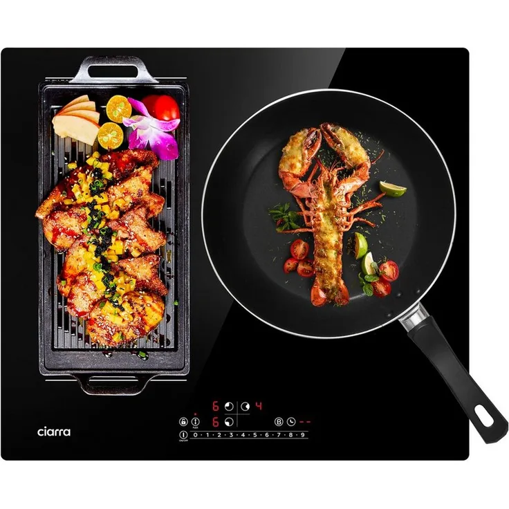 CIARRA Flex-Induktions-Kochfeld VMIH3BF, 60cm Einbau-Kochfeld 3-Zonen Induktionskochfeld BOOST, Schwarz