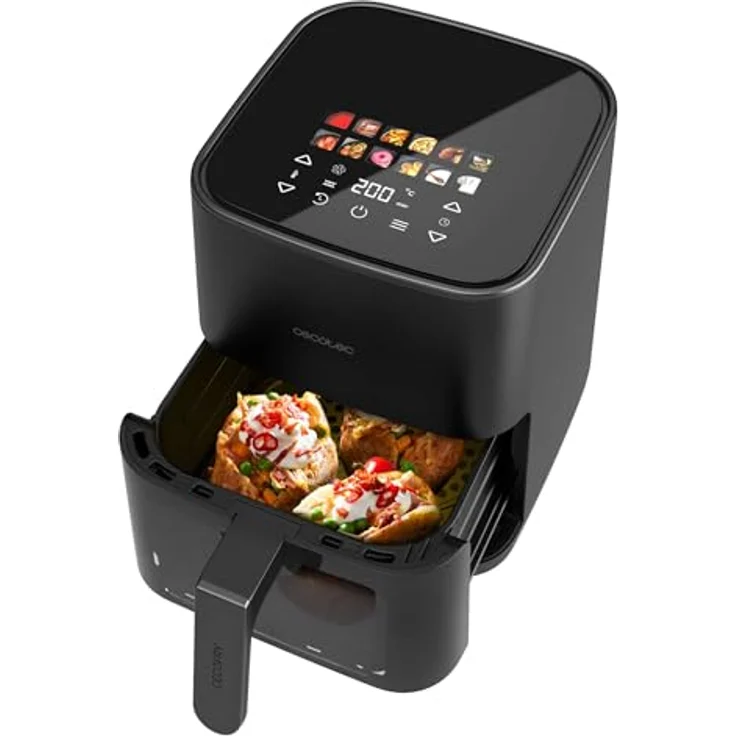 Cecotec Cecofry&Grill Duoheat 4000, Heißluftfritteuse ohne Öl, 4L, 1900W, Temperaturregelung 40-200°C, 10 Menüs, bewegliche Trennwand, Doppelwiderstand, Grillfunktion – Bild 2