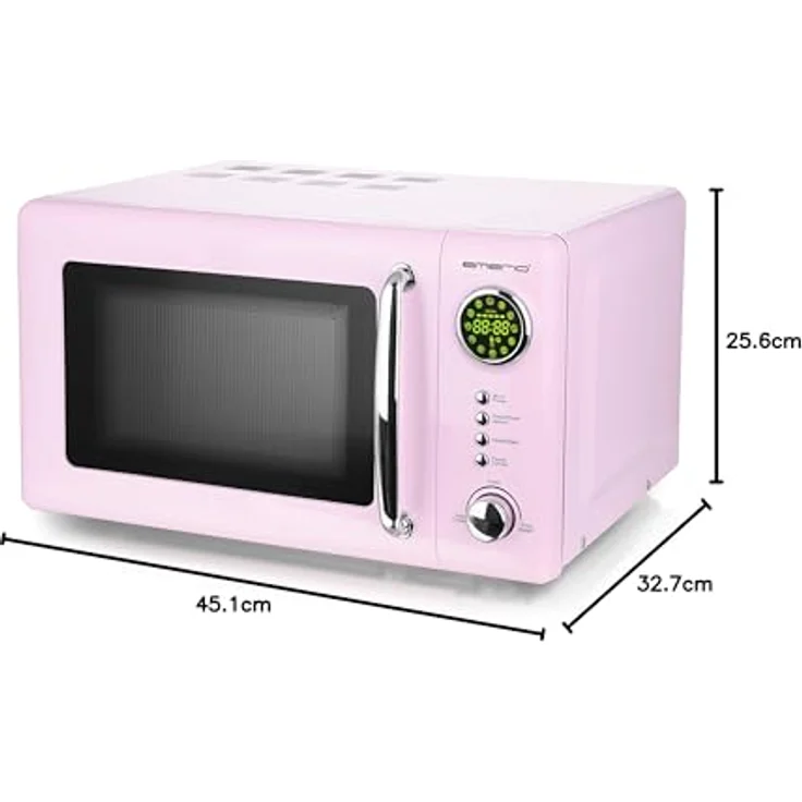 Emerio MW-112141,1 Retro Design, Mikrowelle, Standgerät, 20 Liter Garraum, 700 Watt, rosa – Bild 6