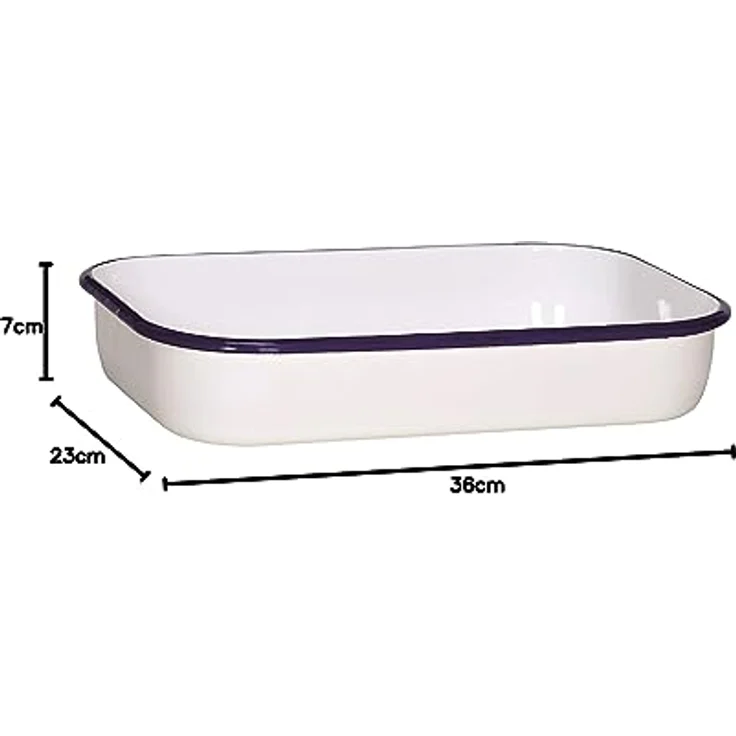 Karl Krüger 14136-B Brat-Back-und Lasagneform Husum 36 cm Auflauf, Backform, weiß mit blauem rand, 36 x 23 x 7 cm – Bild 3