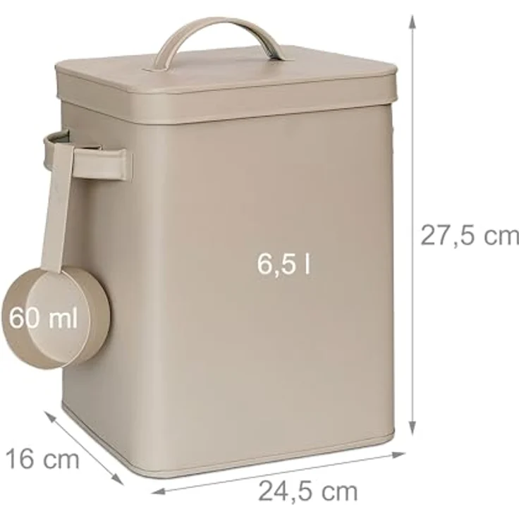 Relaxdays 2 x Metallbox, Aufbewahrungsbox 6,5 L mit Dosierhilfe, luftdicht, beige – Bild 4