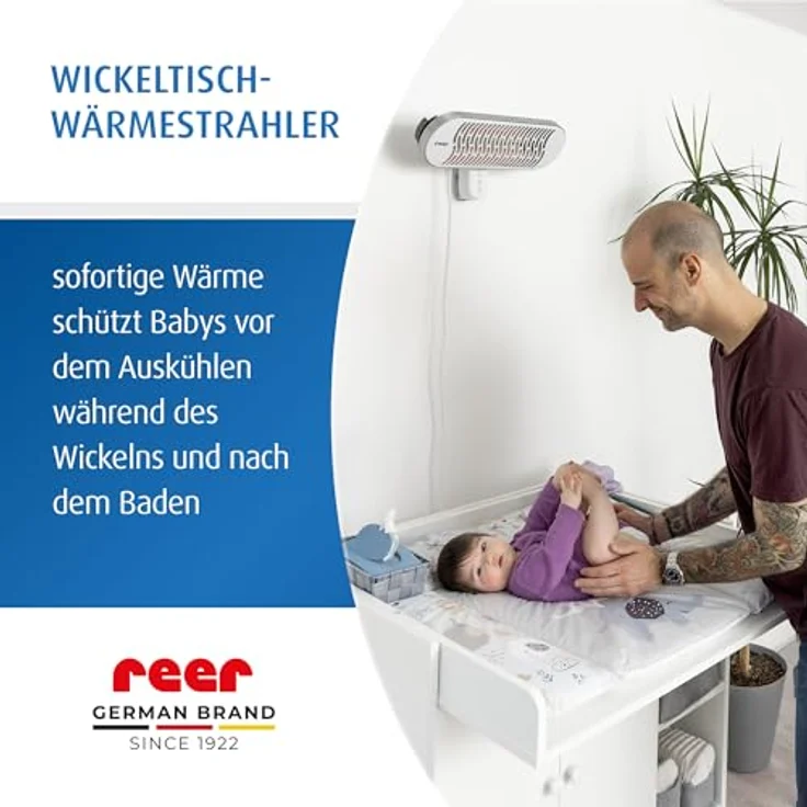 Reer Wickeltisch-Wärmeheizstrahler HeatCare+ mit Infrarot-Carbon-Heizelement, höhenverstellbar, für Standfuß, Weiß – Bild 2