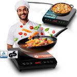 Stillstern ChefKoch Xtreme Uno 2100W Doppel-Induktionskochplatte, 24h Timer, Lautlos-Funktion, Glaskeramik - Schwarz