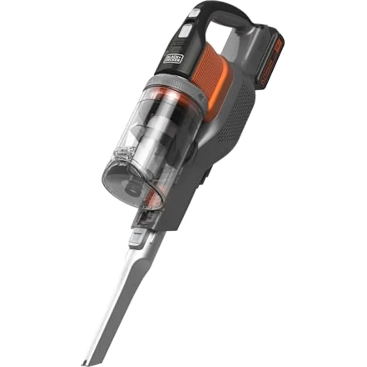 Black+Decker BHFEV182C-QW, 4in1 Stielsager (18V, 2.0Ah, beutelloser Boden-& Handstaubsauger mit Elektrobürste, kabellos, inkl. Fugendüste, Akku, Ladegerät & Wandhalterung), Titanium-Orange, 36 W – Bild 3