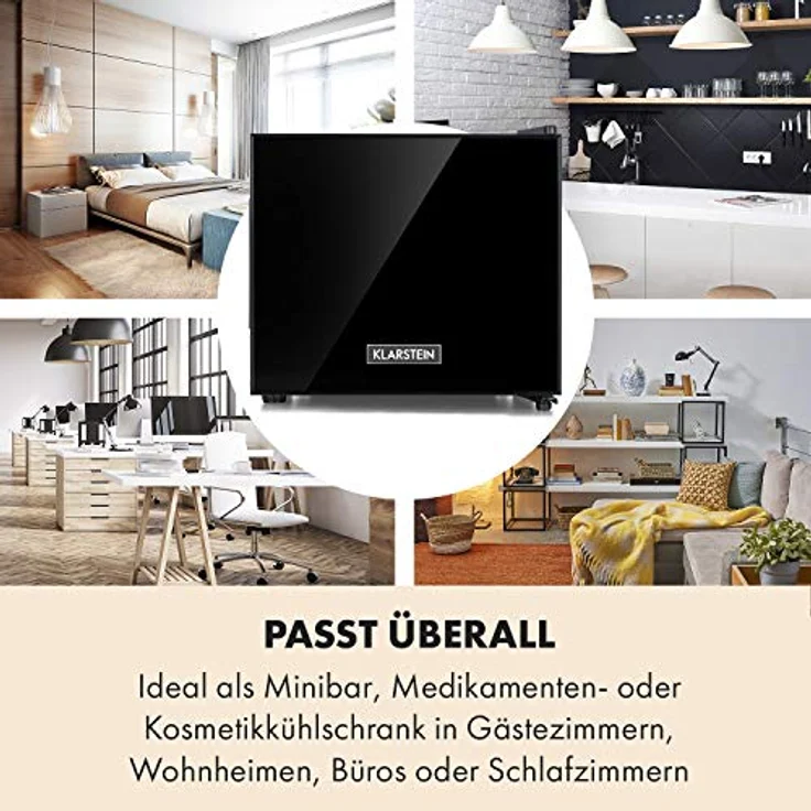 Klarstein Frosty Mini-Kühlschrank, 10 Liter, schwarz, mit Spiegelglastür, geräuscharm und stufenloser Temperatureinstellung 12-18 °C – Bild 6