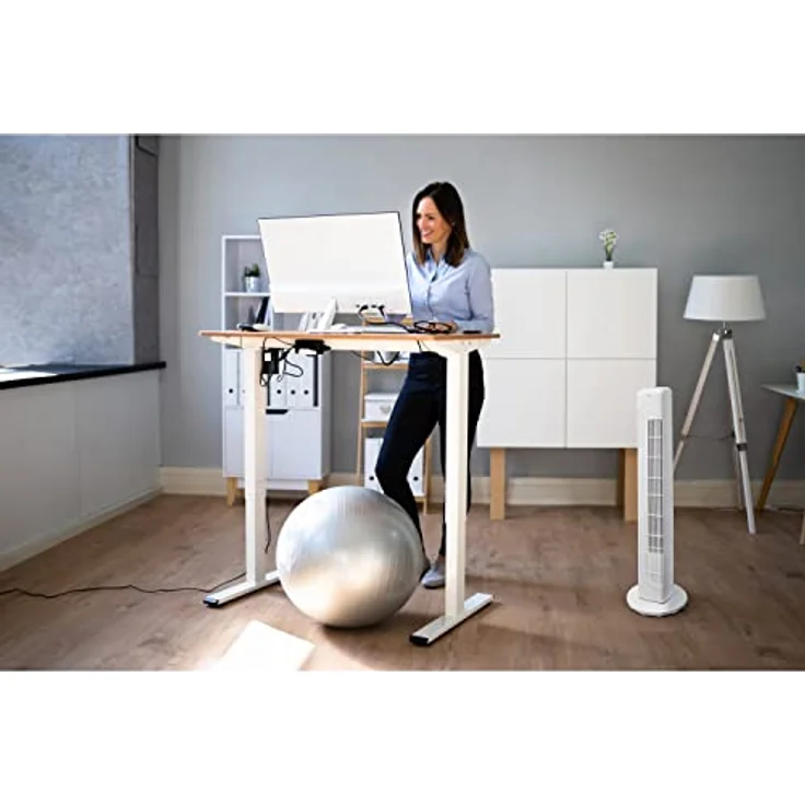 MEDION Turmventilator mit Fernbedienung (3 leise Geschwindigkeitsstufen, 45 Watt Leistung, Timer, zuschaltbare Schwenkfunktion - Oszillation, MD10319) weiß – Bild 2