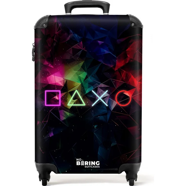 NoBoringSuitcases.com© Kinderkoffer Spiele - Neon 55x35x20cm, 4 Rollen, 36 Liter Stauraum - Kinder Koffer Klein, Trolley Handgepäck, Reisekoffer – Bild 1