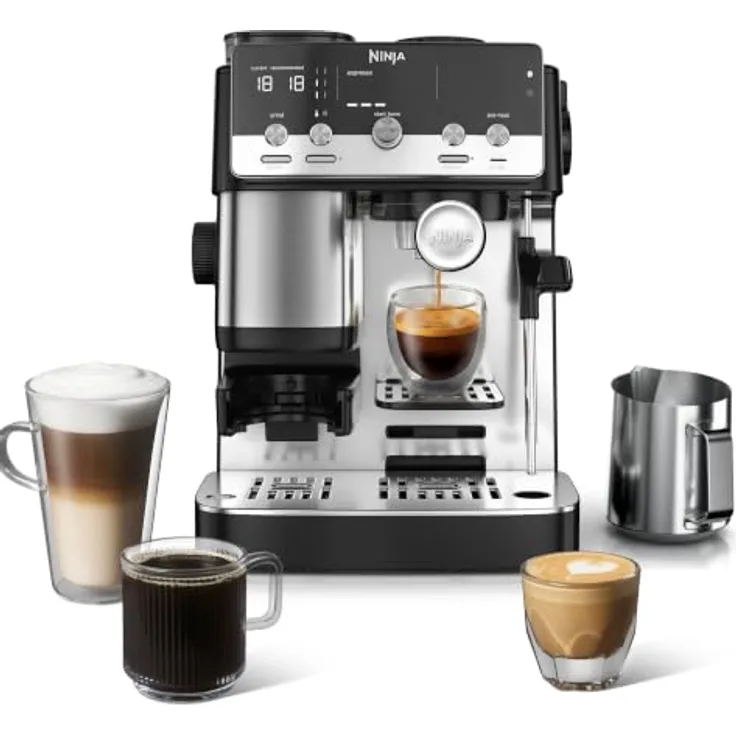 Ninja Luxe Café Mini ES301EU, 2-in-1-Espresso- und Filterkaffeemaschine mit integriertem Mahlwerk, manuellem Milchaufschäumer und Barista Assist Technologie