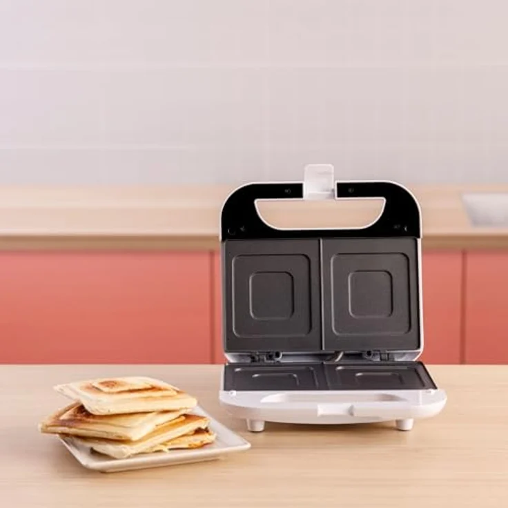 Solac Sandwichmaker SD5054, Kontaktgrill mit 750 W Leistung und antihaftbeschichteten Platten, Weiß – Bild 6
