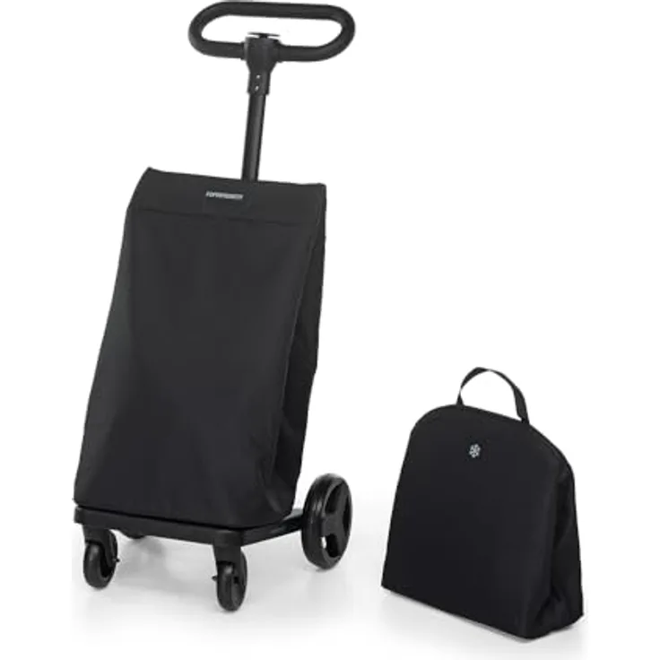 Foppapedretti Go Go Einkaufswagen, Schwarz mit 46 l Fassungsvermögen und Kühltasche