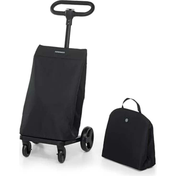 Foppapedretti Go Go Einkaufswagen, Schwarz mit 46 l Fassungsvermögen und Kühltasche – Bild 1
