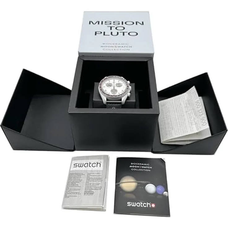Swatch Chronograph Swatch x Omega Bioceramic Moonswatch Mission to Pluto, Grau mit Bordeaux-Tönen, Super-LumiNova® Ausstattung - Preisvergleich – Bild 5